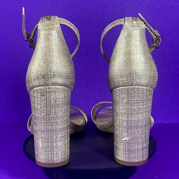 Sam Edelman Women's Metallic Gold Ankle Strap Block Heel Sandals Shoe Size 9.5 - Picture 5 of 9